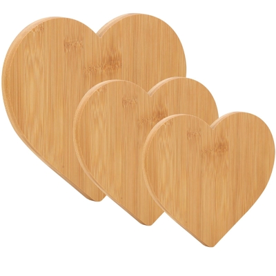 Tavole di taglio in bambù a forma di cuore sostenibili 3 pcs per cucine professionali