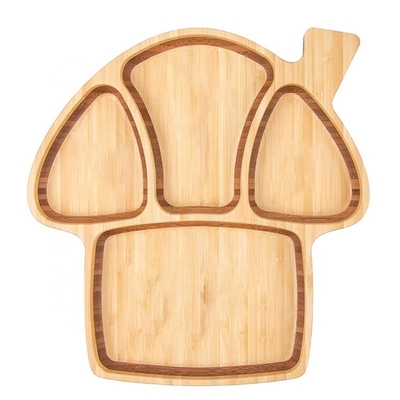 Fornitura Eco-Friendly Bambù piatto per bambini stile moderno forma di fungo con base di silicone