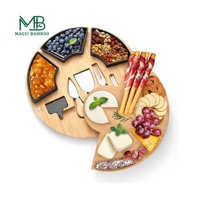 Consigliato CE Piatto di formaggio di bambù Piatto di charcuterie con utensili Set Set coltello