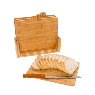 Set di tagliere e coltelli per formaggio in bambù naturale al 100% standard europeo, certificato CE/UE