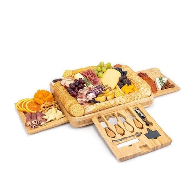 Logo personalizzato Acceptabile Tabella di formaggio di bambù con coltello nascosto Set 39x33x5cm