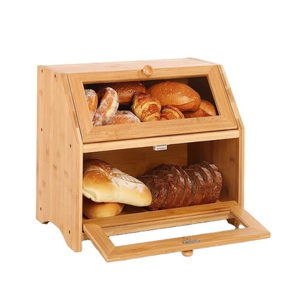 Scatola di stoccaggio di pane in bambù sostenibile con cassetto