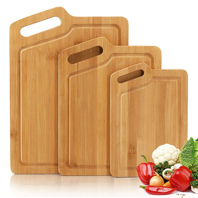 Tavola da taglio in bambù Set con scanalatura di succo L 40*28*1,5 cm M 33*24*1,5 cm S 27*18*1,5 cm