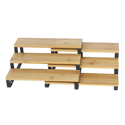 3 Livello Espandibile Bambù Mensola da cucina Organizzatore Rack Spezia Sostenibile