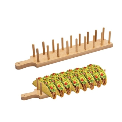 Rack per burrito in bambù multifunzionale 8 cucina slot Tortilla Stand Food Serving Tray