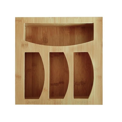 Organizzatore per la conservazione di sacchetti a chiusura in bambù con dimensioni di 30x30x7,6 cm