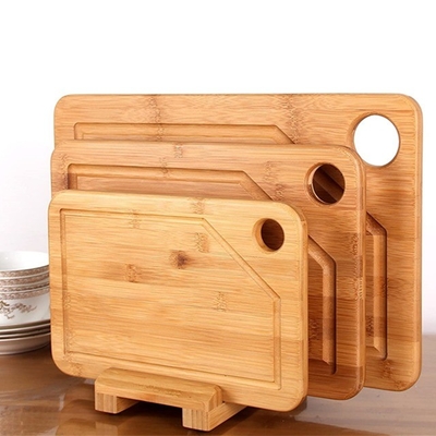 Tavolo da taglio in legno di cucina in bambù con scanalatura di succo 300x250x10 mm rettangolo