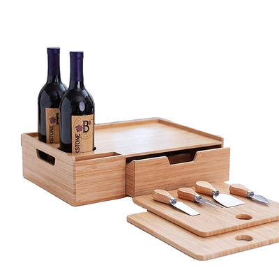 Disegno minimalista Stile di servizio in bambù naturale per vino e cibo rustico all'aperto