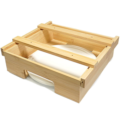Organizzatore di feste in cucina in bambù utensili di cucina caddy piatto di carta e distributore di tovaglioli