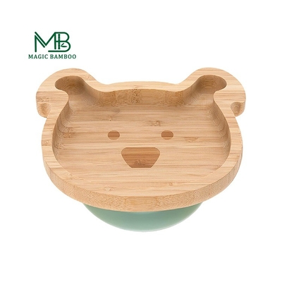 Logo personalizzato Bambù Circolo di alimentazione per bambini Piatto per animali con set di aspirazione per bambini Piatto da cena