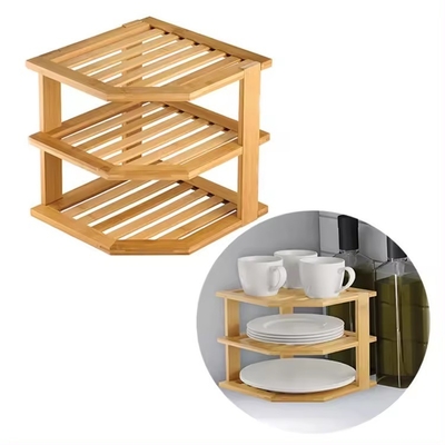Organizzatore di piatti in bambù per cucina e bagno