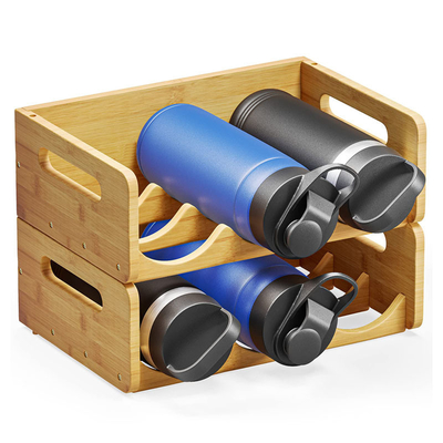 BAMBOO Organizzatore di bottiglie d'acqua con etichette Rack non pieghevole per cucina, dispensa e armadi