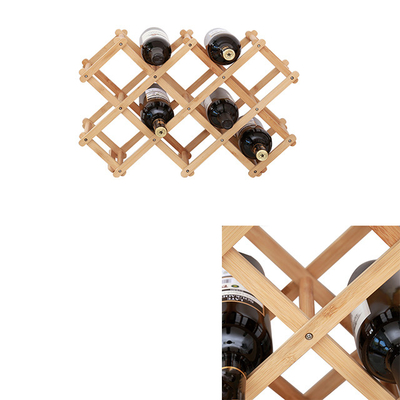 X Forma 10 bottiglie Capacità Pieghevole Libero Standing Bambù Wine Rack per spazio cucina