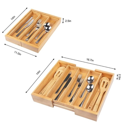 Scatola di stoccaggio multifunzionale in stile bambù a 5 griglie per utensili da tavola 35,6 x 27,9 x 6,4 cm