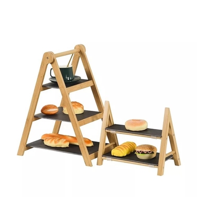 Stand di esposizione in bambù naturale per torte e dolci da festa eccellenti Certificato CE / UE