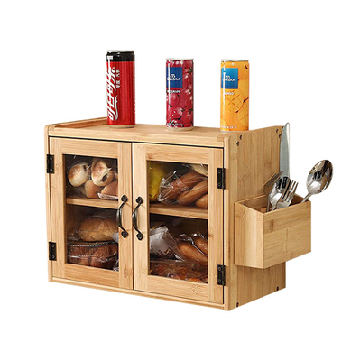 Scatola di stoccaggio del pane in bambù con porta stoviglie per cucina