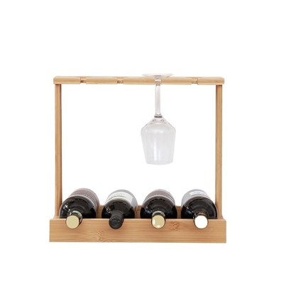 Tenitore di bottiglie di vino in bambù sostenibile per 4 bottiglie Perfetto per lo stoccaggio dei cibi