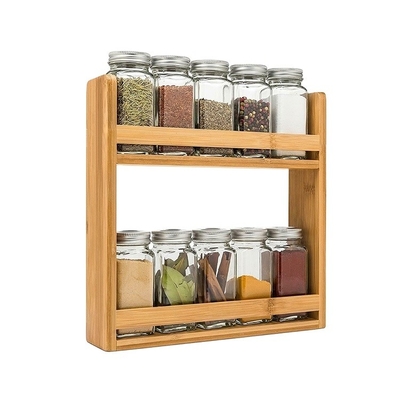 28x28x8cm vassoio per conservatori di spezie di bambù per armadietto da cucina in cassetto Organizzazione a 3 livelli