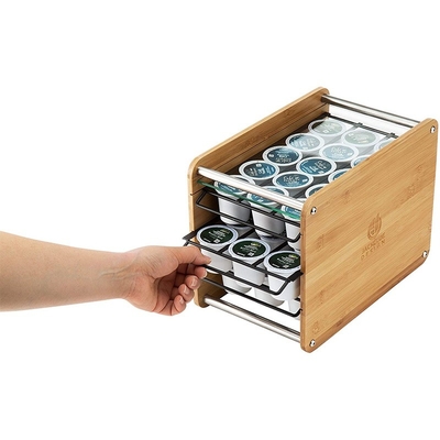 35 Pod Storage Bambù Tazze di caffè K-cups Pods Organizer Display Rack con disegno a tre strati