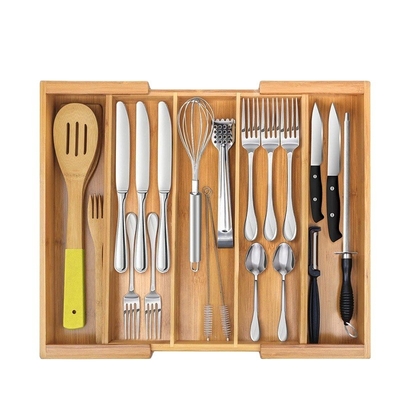 Organizzatore per posate in legno rettangolare per posate in argento