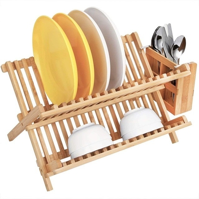 BAMBOO piatti pieghevoli rettangolari tazze supporto supporto pieghevole asciugatore di piatti scaffale