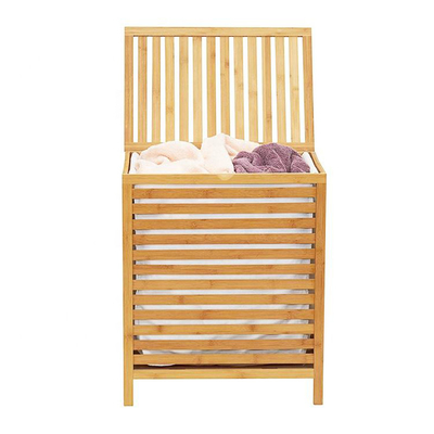ODM Portable Bambù Cesto di biancheria con ripiano con coperchio