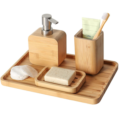 4pcs di Bambù Naturale Accessori Bagno Set Per Hotel Casa Bagno Ufficio