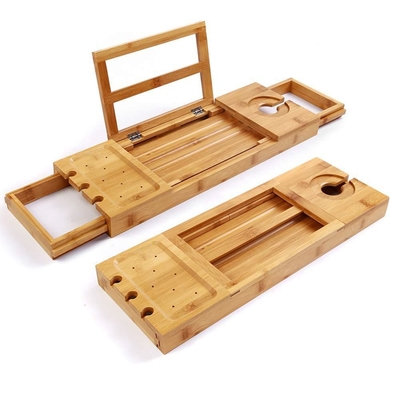 Moderno vassoio da bagno in bambù Caddy vassoio da bagno estensibile