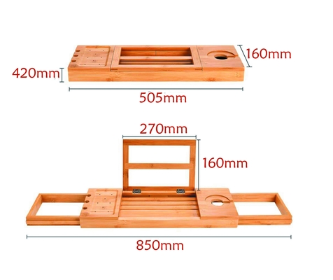 Extra grande vaschetto di vasca da bagno espandibile porta Ipad portatile 2 in 1 100% di bambù