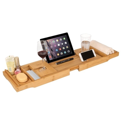 Piatto per vasca da bagno in bambù espandibile personalizzato 108,5x22,5x4,5cm