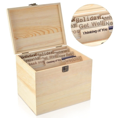 Moderno BAMBOO Organizzatore di Cartoline di Auguri Scatola Con Divider E Coperchio Stile Disegno