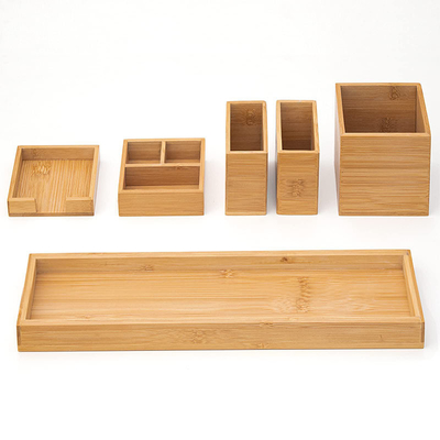 Organizza in modo efficiente il tuo bagno con il set di vassoio di bambù da 6 pezzi 38x10.5x10.1cm