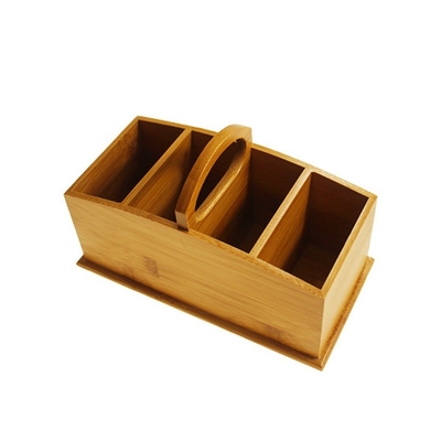 Dimensioni personalizzate Accepted Bamboo Desktop Organizer Station Box Storage Holder con maniglia