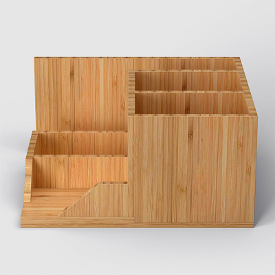 20x18x10cm Organizzatore da scrivania in bambù Portapenne intagliata per utensili da ufficio Design classico