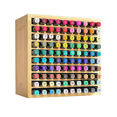 23 x 13.5 x 23CM Organizzatore di marcatori in bambù contiene 100 marcatori Rack di stoccaggio di articoli d'arte
