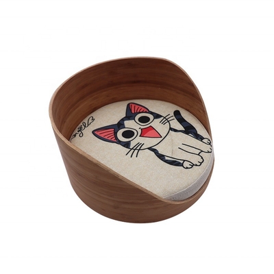 Legno rotondo interno Bambù pet bed frame Cat cattery