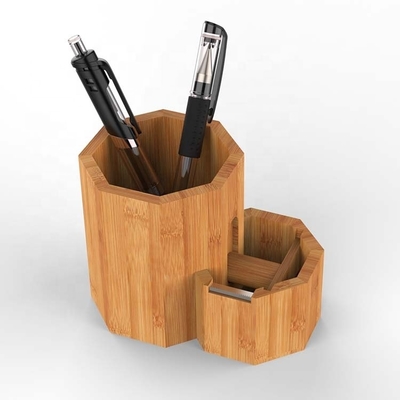 Organizza la tua scrivania con questo portapenna multifunzionale in bambù da 11.4*7.8*9cm