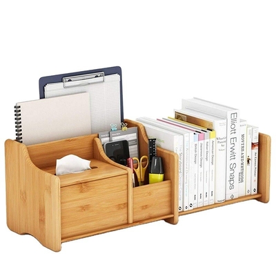 Scatola di archiviazione in bambù regolabile per l'organizzazione dell'ufficio 30-56.4 x 18.54 x 18.03 cm
