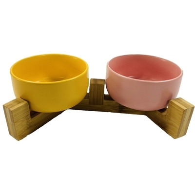 Bamboo sostenibile 2 in 1 Design resistente anti-rollover Pet Dog Bowl Holder per il tuo soggiorno