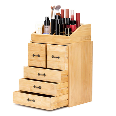 Scatola organizzatrice per il trucco e i gioielli in legno di bambù