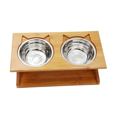 Rack non pieghevole Altezza regolabile Alzato Bambù Sublimazione Cucine per cani Nutritore per animali con supporto