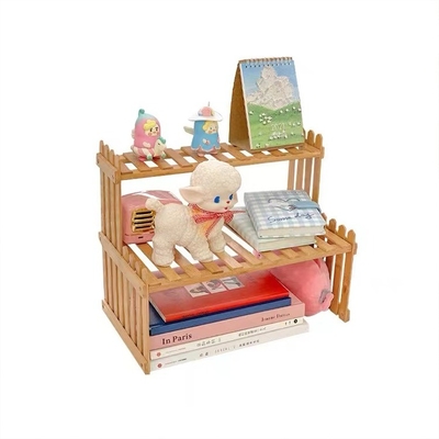 Spazio risparmiato 2 strati Tavolo di bambù Superiore Pianta Stand per il deposito di vasi da fiori 37x21.5x30cm