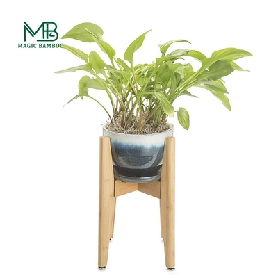 Bamboo naturale stand bianco ceramica piccolo piantone vaso per spazi abitativi moderni