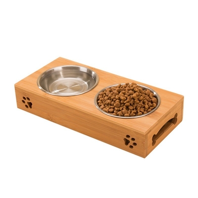 Logo personalizzato Bambù alimentatori per animali da compagnia Design semplice Sostenibile e stabile per lo stile moderno