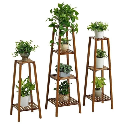 Scaffale di piante di bambù solido a più strati per balconi domestici Materiale ecologico