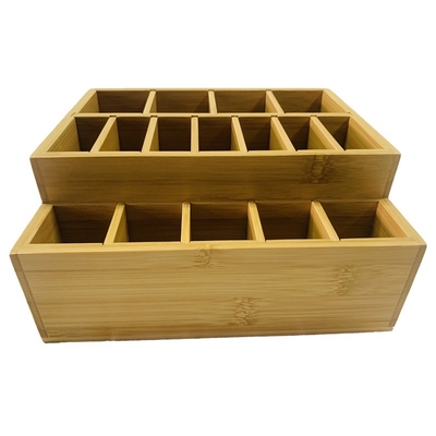 Pull Partition Contenitori cosmetici in bambù Scatola di trucco in legno