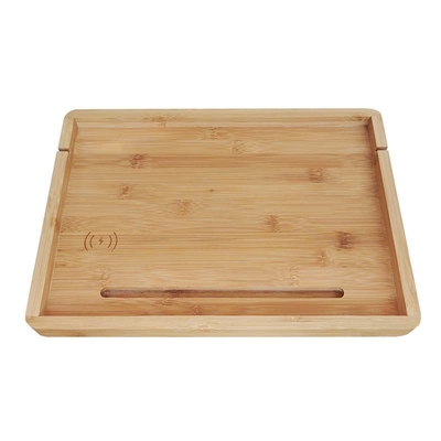 Mensola di bambù sostenibile con porta tablet per cellulari 38x26x2,5 cm