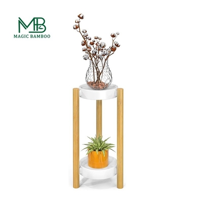 2 Livello Alto Angolo Bambù Plant Holder Indoor Fiori in Legno