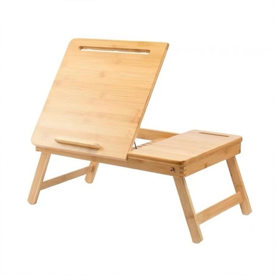 Tavolo portatile in legno di bambù regolabile in altezza