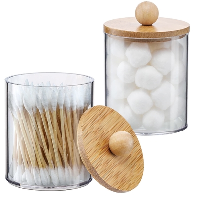 KIT MEDICALE Multifunzione Cotton Swab Holder Dispenser Serbatoio di stoccaggio con coperchi di bambù